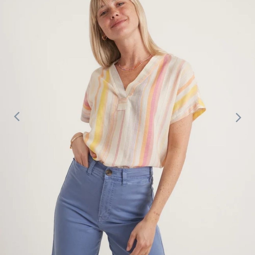 Marine Layer Bali Tunic in White Variegated Multi Stripe